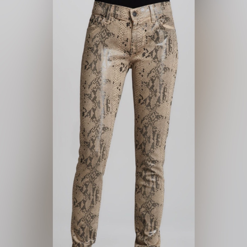 7 FOR ALL MANKIND Orig. $259 GLOSSY SNAKE SKINNY PANT IN COBRA PRINT SIZE 26